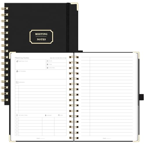 EMSHOI Meeting Notebook Agenda, 140 Pages, A5 Size (6" x 8.3") - color: Black, size: A5