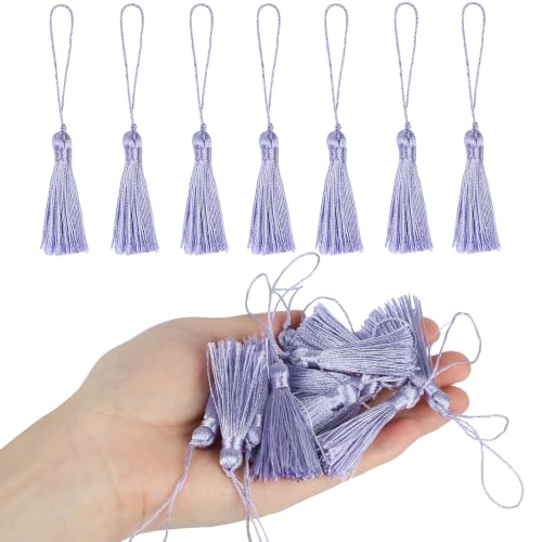 48Pcs Mini Bookmark Tassels Handmade Keychain Silky Tassel - color: 38# Purple