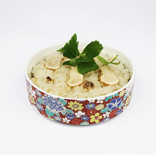 Traditional Japanese Bento Box, 3-tiered, Kutani Ware SK456 (Red flower design) - color: Red flower design