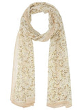 Women's Gypsophila Floral Scarf, Retro Lightweight Silky Sunscreen Head Wrap Neck Scarves for Summer - color: Beige