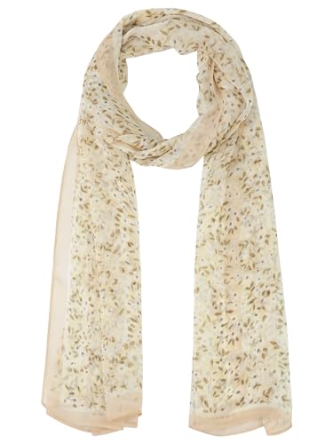 Women's Gypsophila Floral Scarf, Retro Lightweight Silky Sunscreen Head Wrap Neck Scarves for Summer - color: Beige