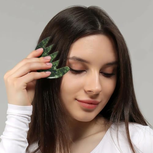 Jade Stone Gua Sha Comb,Jade Massage Comb, Scalp Massager, Massage Tools for Scalp Head Hair,Facial Manual Scalp Massagers, Like Scalp Massager Comb