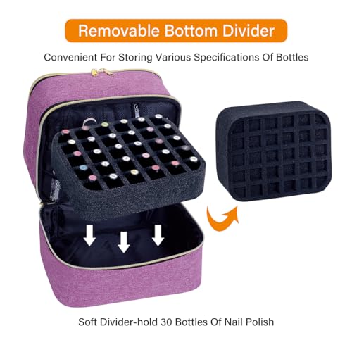 Nail Polish Organizer Holds 30 Bottles (15 ml/0.5 floz),Purple - color: Purple