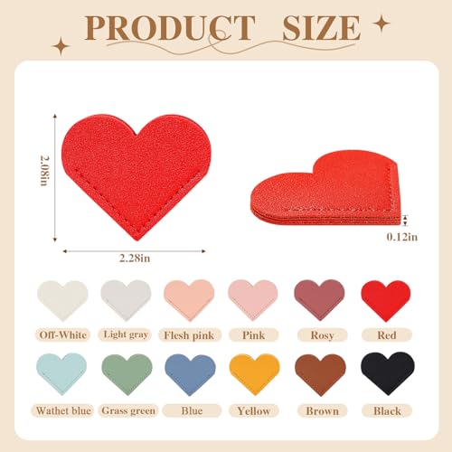 AMDBHC 12 Pcs Bookmark Cute Bookmarks Leather Heart Book Marks for Women Men Kids Book Lovers Page Markers for Reading Teacher Students Appreciation Gifts School Office Supplies, 12 Colors
