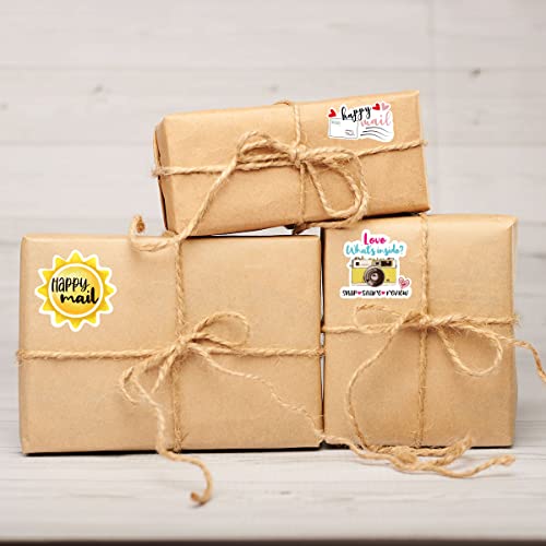 Happy Mail Stickers Roll 500 Labels Per,Cute Sun Mailing Stickers for Small Business Envelopes Shipping Package Packing - color: Happy Mail Sun