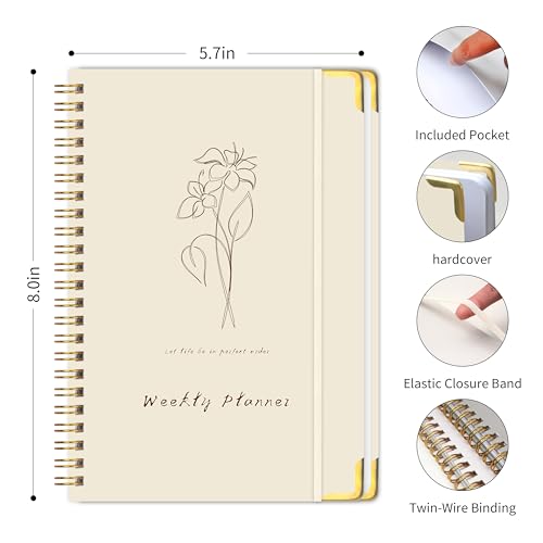 KAICN Undated Weekly Planner with To-Do List & Habit Tracker, 6" x 8" - color: P-Metal corner