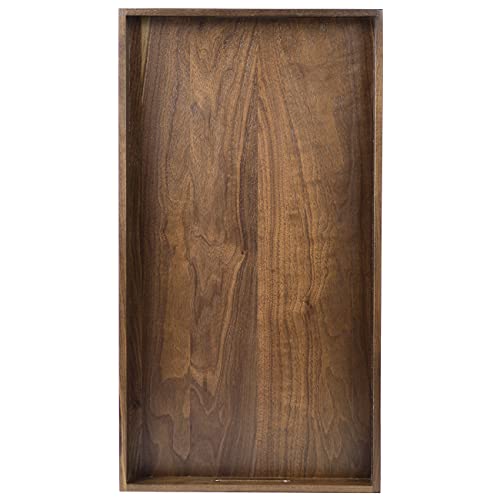24"x13" Large Handmade Black Walnut Wood Ottoman Tray with Handle - size: 24" x 13" x 2.4"
