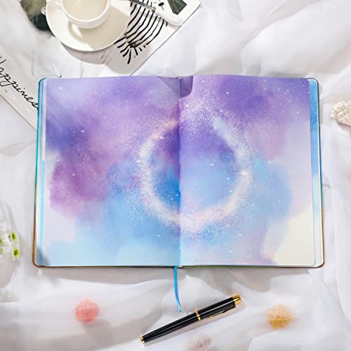 SIIXU B5 Notebook with Colored Space Art Pages, 160 Blank Pages for Writing, Unique Decorated Galaxy Design on Each Page, Colorful Journal, Hardcover, Unlined - color: Constellation