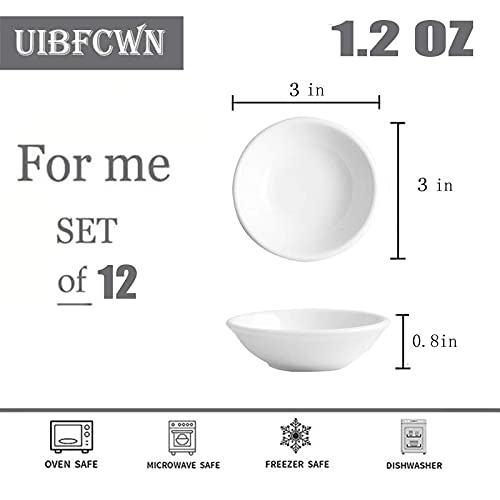 UIBFCWN 12 Pack Ceramic Dipping Bowls, 3 Inch Dipping Sauce Bowls/Dishes, 1.2 oz Soy Sauce Dish, Asian Dipping Dishes for Ketchup, BBQ, Side Dish, Sushi, Condiments, Appetizer - color: White, size: 12 Pack