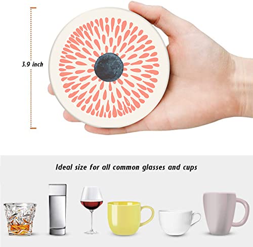 Britimes Coasters for Drinks, Set of 6, Ceramic Stone, Flower Circles - color: Doodle Flower