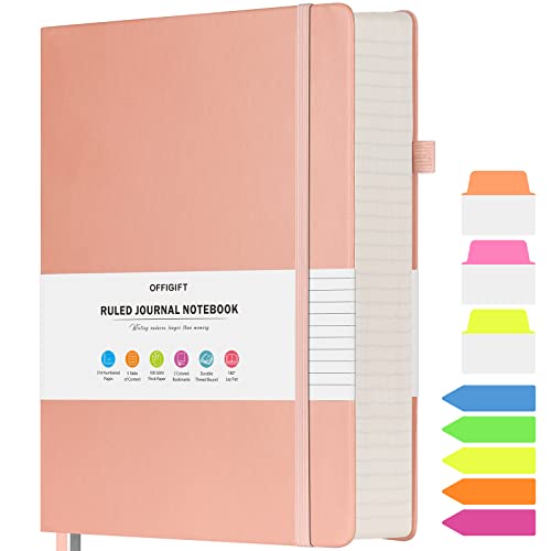 College Ruled Notebook A5, 312 Numbered Pages Diary, Lined Leather Journal - color: Pink, size: A5