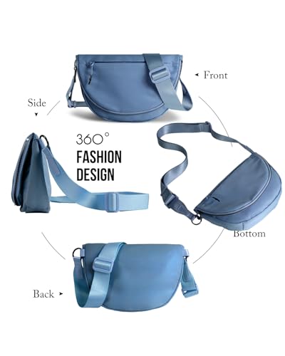Crescent Bag for Women,Medium Nylon Crescent Bag Single Shoulder Bag - color: Blue