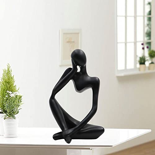 Thinker Statues and Sculptures, Resin Thinker Statue Ornaments, Abstract Style Sculptures, Housewarming Gifts, Housewarming Decorations, Living Room Dining Desk Decorations(Black Right, Large) - color: Black Right, size: Large