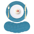 Round Imitation Bamboo PVC Placemats Set of 6,Countertop Protector - color: Blue