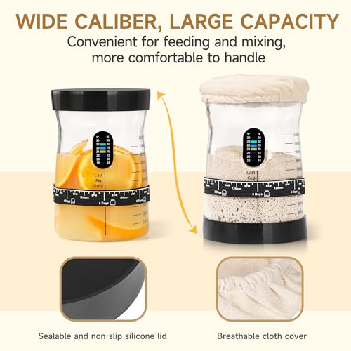50 oz Large Sourdough Starter Jar Glass - Wide Mouth Sourdough Starter Kit with Lid for Beginners with Spatula, Feeding Instructions & Recipes (2 Pack) - size: Big- 2 Jar