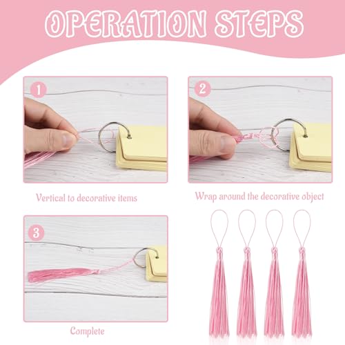 100 Pcs Bookmark Tassels Bulk Pink Soft Craft Silky Handmade Mini Tassels for Jewelry Making with Loops for DIY Craft Accessory Dress Decoration - color: Pink