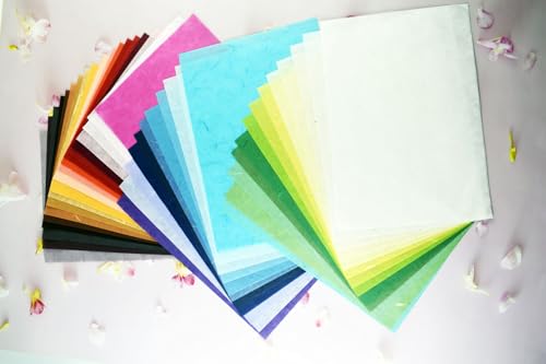 A4 Size 40 Mulberry Paper Japanese Handmade Assortment – Multicolor Origami & Craft Pack – Quality Fiber Sheets for Origami, Paper Art, Crafts & DIY Projects (A4 / 8.27 x 11.69 in) - color: A4 / 8.27 x 11.69 in