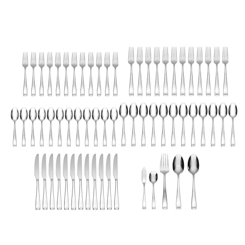 Oneida Moda 65-Piece 18/10 Silverware Set for 12, Flatware - style: 65-Piece Flatware Set with Caddy