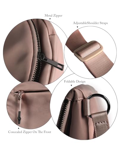 Crescent Bag for Women,Medium Nylon Crescent Bag Single Shoulder Bag - color: Crossbody bag-Brown