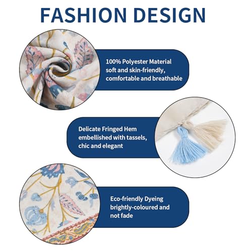 QIUTIMIY Scarf for Women Lightweight Soft Floral Leopard Printed Scarves Fall Winter Fashion Shawl Wrap with Fringe - color: Flower-beige Pink