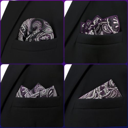 S&W SHLAX&WING Mens Pocket Square Paisley Multicolor Large for Business Wedding - color: Ah72