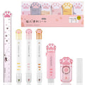8 Pcs Cute Cat Paw Stationery Set Kawaii School Office Supplies Including Eraser Correction Tape Highlighters Sticky Notes Ruler for Cat Lovers Students (Pink) - style: Style D (Pink)