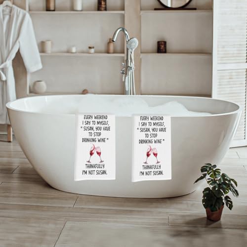 Lovdazzles 2 Pcs Funny Wine Kitchen Towels Decorative Tea Towel - color: Multi 1602