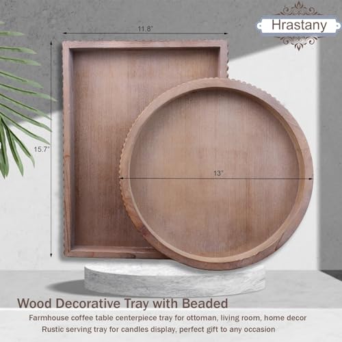 Hrastany Wood Decorative Tray for Coffee Table, Brown, 15.7"*11.8"*1.57" - color: Re Brown, size: 15.7" x 11.8" x 1.6"