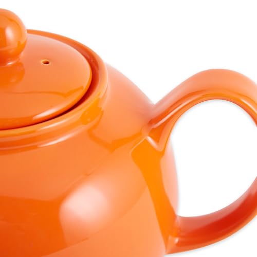 RSVP Large Stoneware Chai Teapot -Microwave & Dishwasher Safe - 42 oz - Orange - color: Orange, size: 42 oz