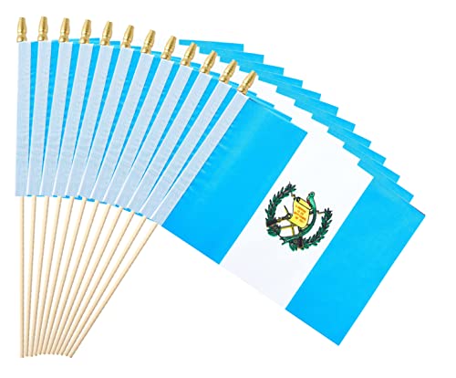 25Pack Small Guatemala Flag Handheld Mini Guatemalan Flag on Stick 5x8 Inch - color: Guatemala
