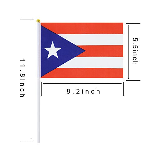 Kind Girl 25 Pack Hand Held Small Mini Puerto Rico Flag,Puerto Rican Stick Round Top National Country Flags,Party Decorations Supplies for Parades,World Cup,Festival Events,International Festival. - color: Puerto Rico