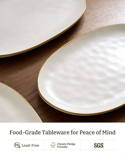 famiware Serving Platters Set of 3 Sizes - Oval, Matte White - color: Matte White