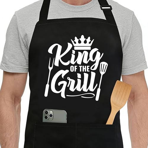 Funny Black Apron with Pockets for Man,Dad,Husband,Father in Law,Chef Daddy Women Grilling Apron BBQ Cooking Gifts - color: Apron-13
