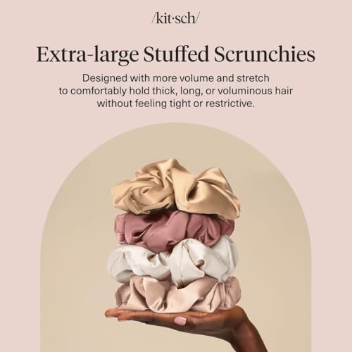 Kitsch Pillow Satin Scrunchies for Women - Blush, 4pcs - color: Blush (4 Pcs)