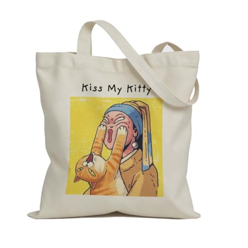 Art Canvas Tote Bag,Art Lovers Gifts,Aesthetic Tote Bag for Women. - color: Beige - Vermeer