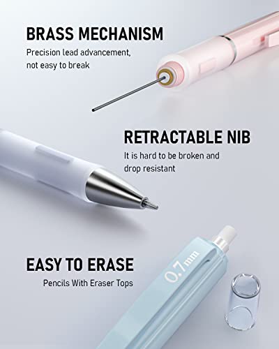 Nicpro 6PCS Pastel Mechanical Pencil, 0.5 & 0.7 mm Cute Pencils for Girls - style: 6 Pack (0.5mm+0.7mm)