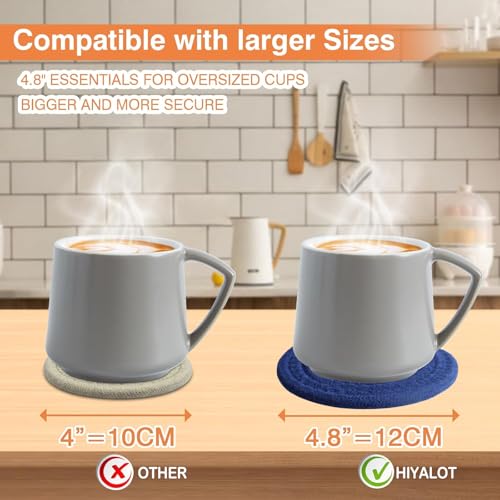 4.8" Drink Cotton Coasters Set of 2 - Large Absorbent Fabric Drink Pads for Coffee Mugs, Stylish Boho Cup Mats for Desk, Bedside Table, Plant Pots – Durable Minimalist Home Decor (Rich Blue, 2pack) - color: Rich Blue
