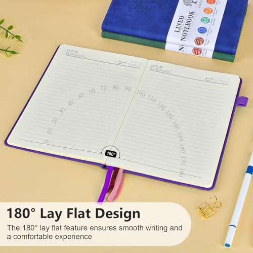 Lined Notebook 5.9"x8.5", Hardcover Leather Journal for Women Men,160 Pages - color: Purple, size: Lined Page