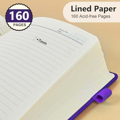 Lined Notebook 5.9"x8.5", Hardcover Leather Journal for Women Men,160 Pages - color: Purple, size: Lined Page