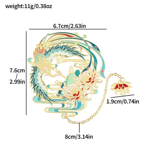 Shan Hai Jing Divine Beasts Bookmark Phoenix Dragon Koi Deer Good Luck Gift - color: Style 3 Gift Boxed