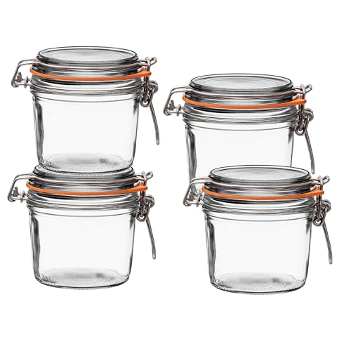 Le Parfait Super Terrine 350ml (12oz) Glass Canning Jar, Wire Bail Lid, 4PK - color: 350ml (Set/4)