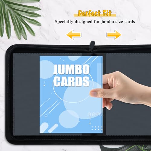Jumbo Card Binder for PKM – WITHYU PU Leather Ringless Card Collection Binder with 60 Pockets, 5.7'' x 7.9''Card Holders Storage Album for Game Card (Black) - color: Black, size: 5.7x7.9