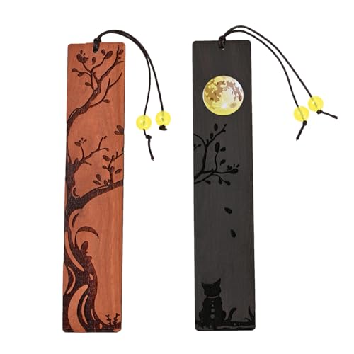 ZQZYMXQ 2Pcs Moon Cat Bookmark, 3D Fancy Bookmarks, Unique Black Cat Gifts - style: Moon Cat