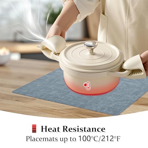 FROMHEART Faux Leather PU Placemats Set of 4 (Light Blue,11.8" x 17") - color: Light Blue, size: Set of 4
