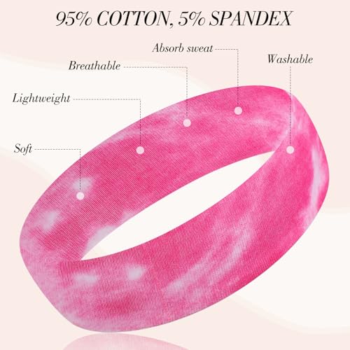 obeoby 8 Pack Tie Dye Sports Headbands For Women, Stretch Non-Slip - color: Tie-dye series