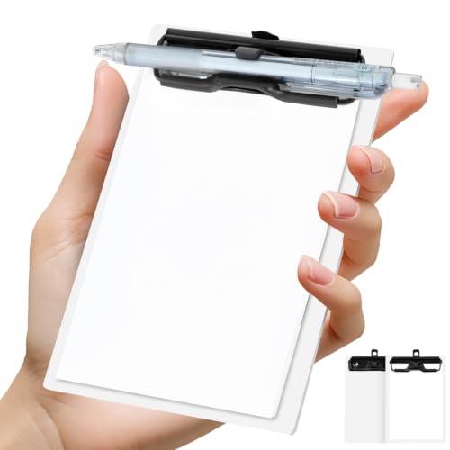 FRETONBA Mini Clipboard 4x6 Inch with Pen Holder, 2 Pack, White - style: 2Pack-White