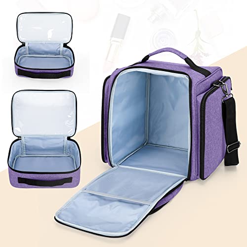 BAFASO Makeup Bag Cosmetic Bag with 4 Inner Removable Pouches, Purple - color: Purple