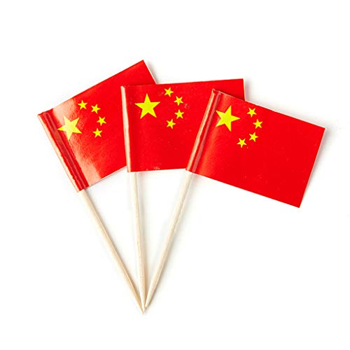 mflagperft China Toothpick Flags 100 Pack, Chinese Flag Cocktail Picks - color: China