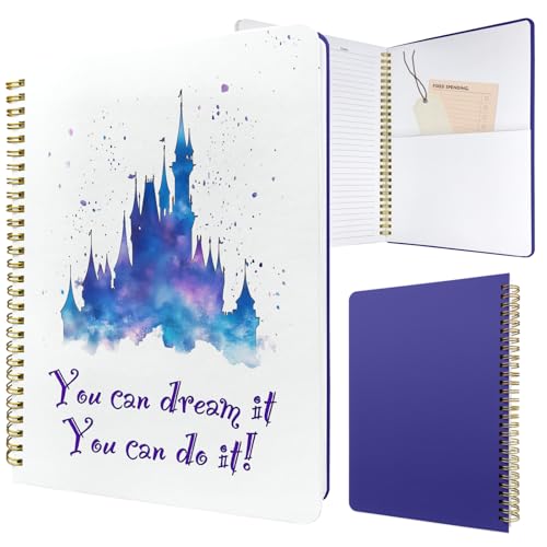 Cute Spiral Notebook Lined Journal B5 Note Book with Pocket, Castle - color: Dream Castle