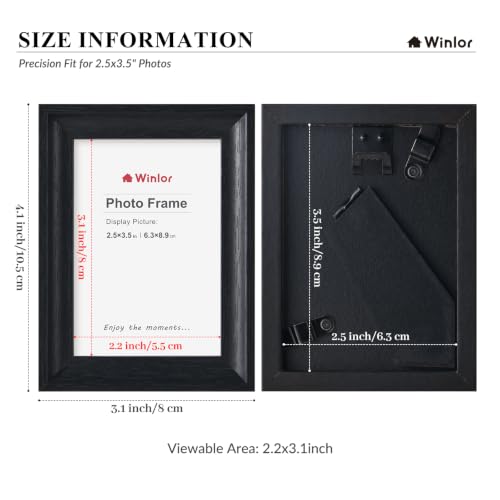 2.5x3.5 Mini Picture Frames Set of 6, Small Polaroid Photo Frame with HD Glass, FSC Certified Eco MDF Wood, Tabletop Desk & Wall Display for Instax Film, Baby Nursery Decor, Wallet Size, Black - color: Glass-Black